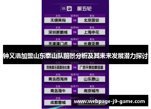 钟义浩加盟山东泰山队前景分析及其未来发展潜力探讨 钟义浩加盟山东泰山队前景分析及其未来发展潜力探讨
